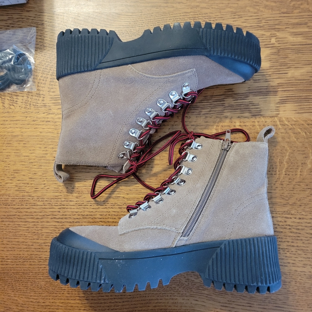 Jeffeey Campbell Finches Hiking Boots - Dark Beige Suede - Picture 9 of 13